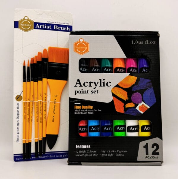 Keep Smiling Acrylic Colours Set & Brush set (7 Pcs)